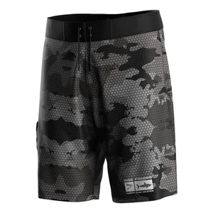 Stylish Camo Fishing Boardshorts Men Velcro Pockets 4-Way Stretch Fade-Resistant Sublimation For Branding Customization