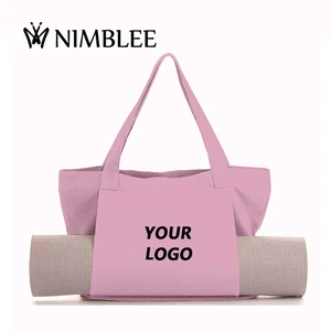 High Quality Custom Travel Beach Pilates Sports Canvas Shoulder Tote Bag With Yoga Mat Holder Large Capacity Yoga Mat Tote Bag