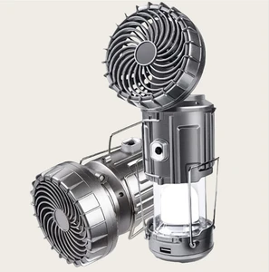 Collapsible Design LED Emergency Lighting IP44 Waterproof Lithium Battery Eco-Friendly White ABS Camping Solar Fan Lights