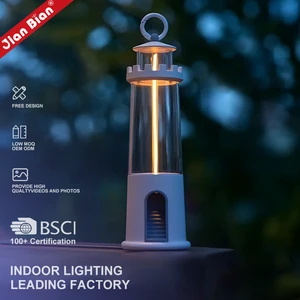 2025 New Portable 1200mAh USB-C Rechargeable LED Lantern 3-Mode Breathing Light Lighthouse Shaped Night Light for Camping