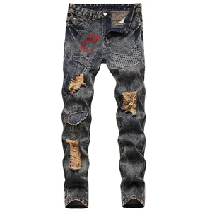 Best Selling Vintage Lightweight Men's Jeans Casual Straight Style High Street Denim Trousers 1:1 Logo for Fashion-Conscious Men