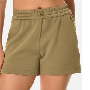 Casual Newly 100% Polyester Breathable Plus Size Women's Summer Shorts Elastic High Waist Wide Leg Sport Beach Pockets 2025 Logo