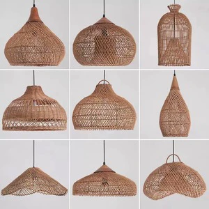 Handmade Bamboo Pendant Lamp Shade Natural Style Asian Rattan Lamp Shade Pendant Light