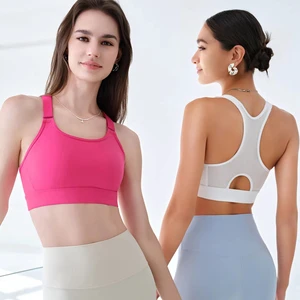 Quickly Dry Mesh Back Soft High Strength Women Fitness One Piece coaster Bra Comprehensive Training Gym Adjusted Straps Yoga Top