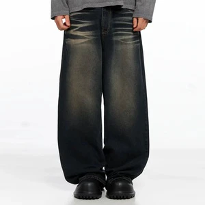 Custom High Quality Men Baggy Jeans Vintage Acid Wash Straight Wide Leg Pant Y2K 14OZ Jeans for Men
