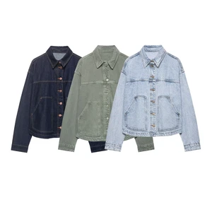 SHENZHU 2026 Women's Summer New Style Metal Button-Embellished Long-Sleeved Collared Denim Jacket 0108022