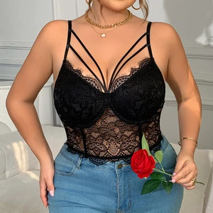 SMOOTH Plus Size Women's Sexy Lace Fishbone Bustier Cami Top Fashionable Sleeveless Corset Camisole Vest for Summer