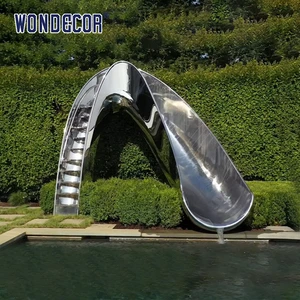 316 Stainless Steel Mirror Polished Pool Slide Sculpture Outdoor Luxury Swimming Pool Water Feature