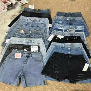 0.99 Dollar Model FYK062 Shorts Size M-2XL Ladies Casual Summer Mid Waist Stretchy Denim Jean Women's Shorts for Women