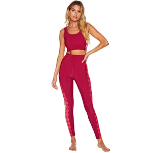 Custom Made Plus Size Yoga Set Washed Front High Waist Sleeveless Spandex/Polyester Lightweight 2-Piece Gym Fitness Set