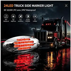 24LED IP67 Waterproof Truck Trailer/RV Side Marker Light 12V/24V 3000 Lm Oval Clearance Position Indicator Light