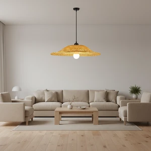 Factory Direct Supply Eco-friendly Bamboo Weaving Lampshade Hanging Light Retro Style Pendant Lamp for Homestay Hotel Restaurant