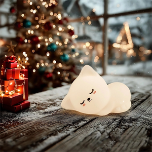 Rechargeable Type-C LED Silicone Cat Night Light RGB Dimmable High CRI Nursery Lamp Cute Kids Room 1-Year Warranty Christmas
