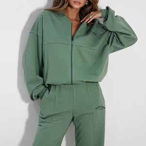 Custom logo OEM Print Women Hoodie and Joggers Set Manufacturers Streetwear Zip up Casual Oversized Women's for Sweatpants