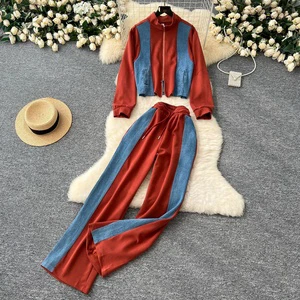 High-quality Casual Suit Women's Fashionable Design Denim Top + High-waisted Wide-leg Pants Breathable Eco-friendly Denim Set