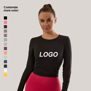 Hot Sale Custom Logo Women's Gym Yoga Top Soft Breathable Quick Dry Lightweight Running Top with Long Sleeves