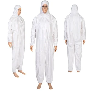 PIP C3856 Disposable Type5/Type6 Hazmat Coveralls Breathable SMS Material Anti-Static CE Certified White