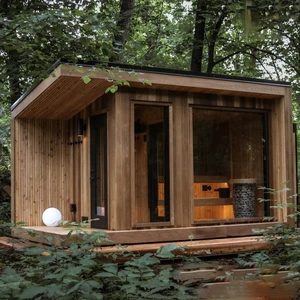 Custom Outdoor Sauna Shower Lounge Gazebo Hot /Cold Tub Free Combination 2-8 Person Dry Sauna For Garden And House