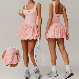 Custom Logo Popular Two-Piece Sports Dress One Piece Jumpsuit Women's Anti-Exposure Bottom Running Fitness Tennis Skirt