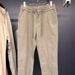 Casual Bottom Trousers Slim Fit Breathable Cotton Linen Pants for Men