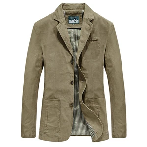 Spring Men's Coated Thin Denim Business Stylish Casual Khaki Breathable V-neck Long Custom Jackets