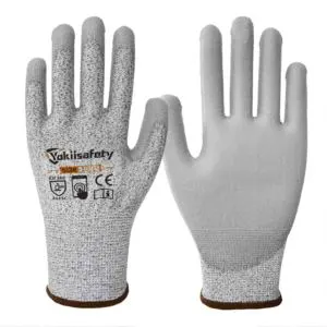 Yokii China Factory Anti Cutting 13 Gauges Gray Pu Coated Safety Work Gloves