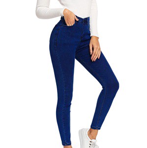New Fashion Men Casual Regular Fit Denim Jeans Breathable Solid Blue Pants