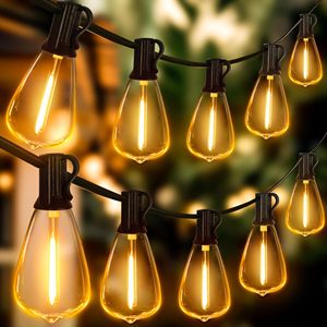 Neonawall 120FT Outdoor String Lights 60+2 ST38 Bulbs Shatterproof Connectable Waterproof Patio Lights For Yard Camping Porch