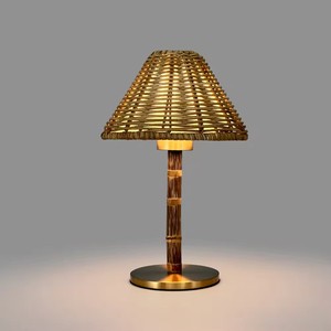 Hot-Sale Modern Wireless Bamboo Table Lamp Rattan Rechargeable Battery 3W LED Replaceable Lampshade for Wedding Decor Reading