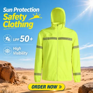 Lightweight Sun Protective Work Clothing Construction Jacket with Reflective Hiking Safety Breathable Made Cotton Polyester