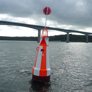 Yellow Color Navigation Buoys Floating With Light