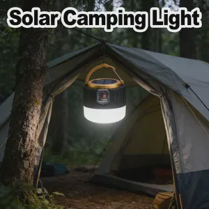 Solar Rechargeable Camping Light LED Emergency Light Outdoor Waterproof Lantern Portable Flashlight Hiking Tent USB High Power