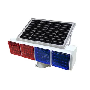 Solar Energy Strong Light Red And Blue Led Flashing Safety Traffic Barrier Signal Flash Light Integrated Night Warning Light
