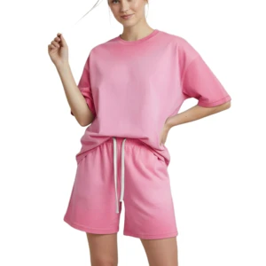 New Summer Casual Women Two Piece Plus Size Shorts Sets Breathable Above Knee Biker T-shirts Shorts Sets Wholesale Women's