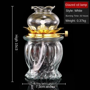 Oil Lamp Windproof Glass Crystal Lotus Buddha Front Home Use Waterproof Dimmable Liquid Everbright Lamp