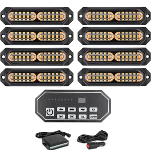 9 Key Switch Led Grille Strobe Lights Amber 20-Flashing Mode Surface Mount Upgraded Waterproof Amber Led Strobe Lights