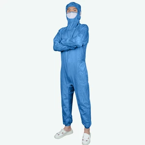ESD Coverall Protection Jumpsuit 5MM Stripe 2.5MM Grid Cloth Level D Protection ISO 4-8 Class for Clean Room Isolation Gown Work