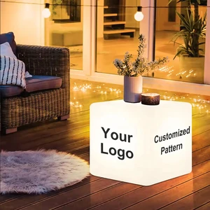 Modern Nordic Style Cube LED Floor Light Waterproof Rechargeable With Remote Control Dimming Feature Custom Branding Event Lamp