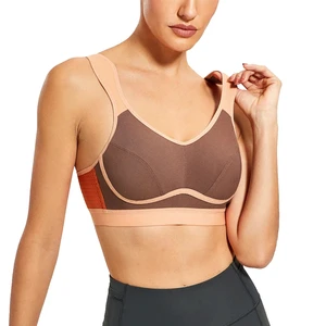 Women's High Support Windproof Yoga Gym Fitness Sport Bra with Front Logo Customizable Colors & Sizes