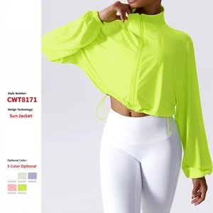 Quick Dry Running Loose Rashguard Summer Sun Uv Protection Sports Jackets Zipper Long Sleeve Women Rash Guard
