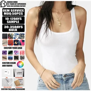 Summer Knitted Rib Cut Low U Neck High Elastic Comfortable Breathable Quick Drying Women's Tank Top