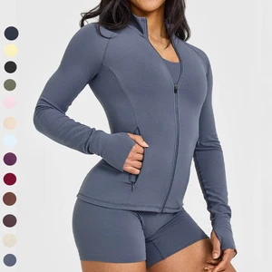 SHINBENE Breathable Quick Dry Full Zip Up With Thumb Holes Gym Workout Women Sports Yoga Running Jacket