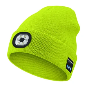 Innovative Bluetooth Hat With LED Headlamp Night Light Beanie for Running Wireless Music Streaming & Charging