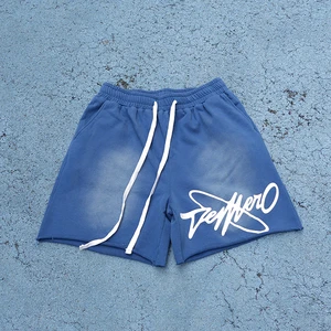 100% Cotton Screen Printed Vintage Shorts Acid Wash French Terry Shorts