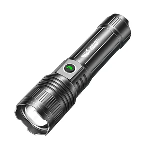 OEM High Power LED Flashlight Rechargeable Torch Long Beam Distance Tactical Pocket Light with Magnetic Tail for Outdoor Camping
