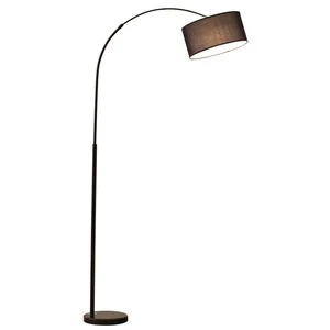 Modern Minimalist LED Floor Lamp Black Iron Body Fabric Metal E27 Base Adjustable Height High Brightness Hotel Bedroom Standing