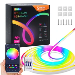 5M Waterproof Outdoor USB 5V RGB Neon Rope Light Full Kit Smart APP Control RGBIC Flex Neon LED Strip Light For Indoor