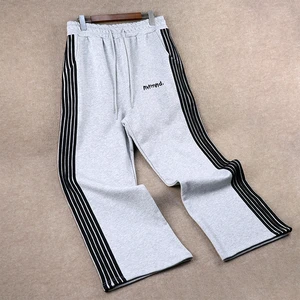 Wholesale 100% Cotton French Terry Baggy Style Jogger Custom Design Embroidery Side Stripe Sweatpants