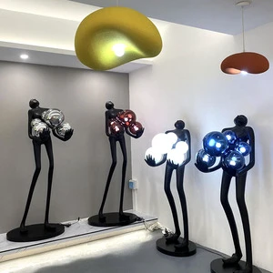 Modern Fiberglass Resin Black Color Standing Floor Lamp For Living Room And Hotel LED Floor Lamp Designer Big Art Reading Light