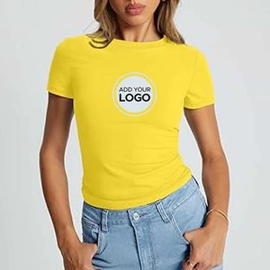Crew Neck Plus Size Women's Solid Gradient Short Sleeve T-Shirt with Canvas Fabric and Compressed Feature